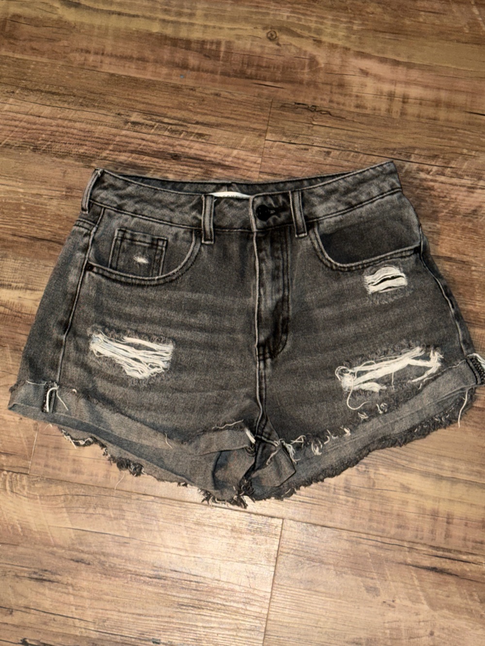 PacSun Black Distressed Denim Cutoff Shorts